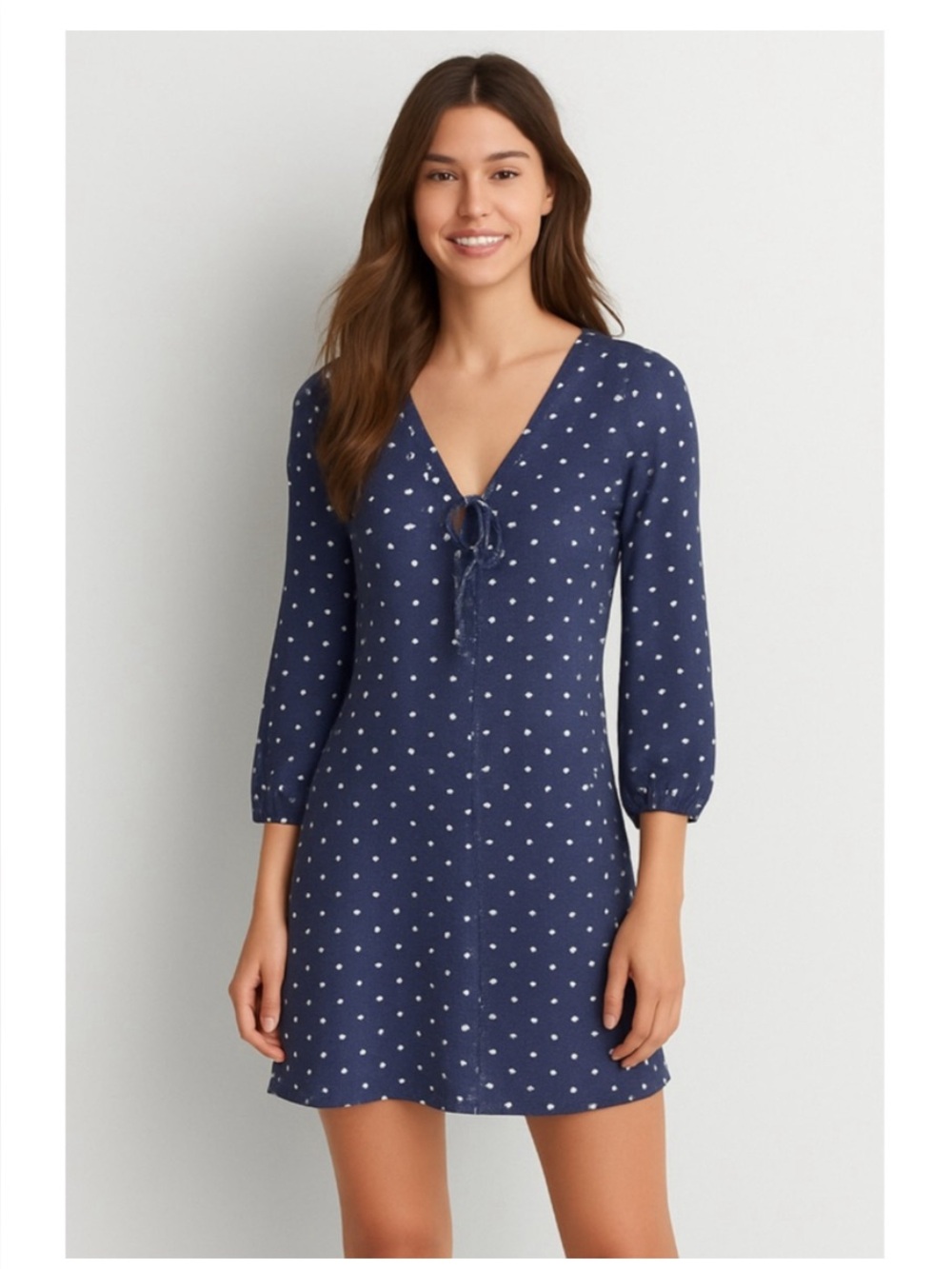 American eagle soft blue and white polka dots